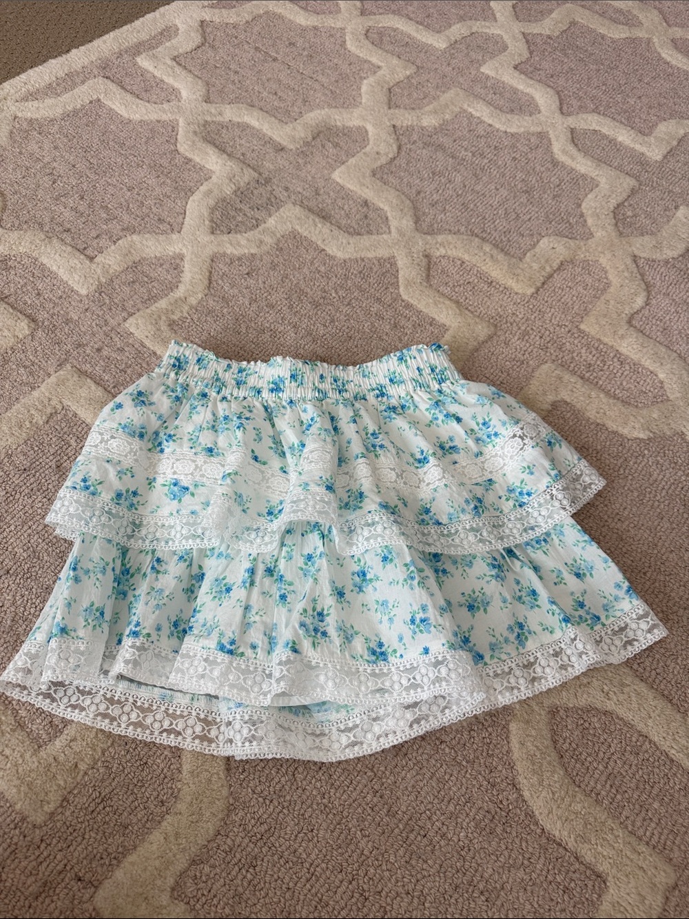 Alter'd State Tiered Lace Mini Skort in Light Blue and White